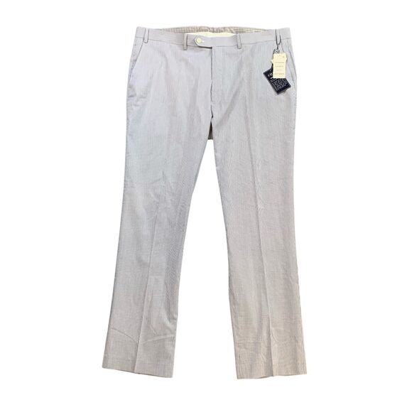 Chaps Pants Mens 40 Windsor Blue White Striped Cotton Mid Rise Trouser Chino - Picture 1 of 10